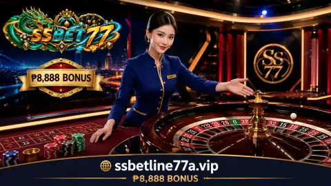 SSBET77 live casino dealer scene with an emerald table and visible opening-round cues