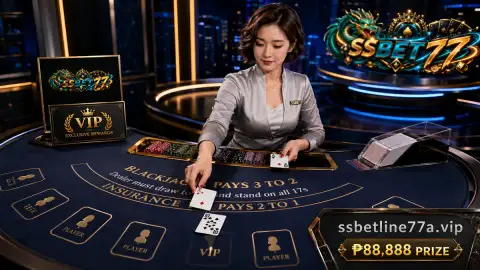 SSBET77 emerald live casino table showing cards chip areas indicators and result zones